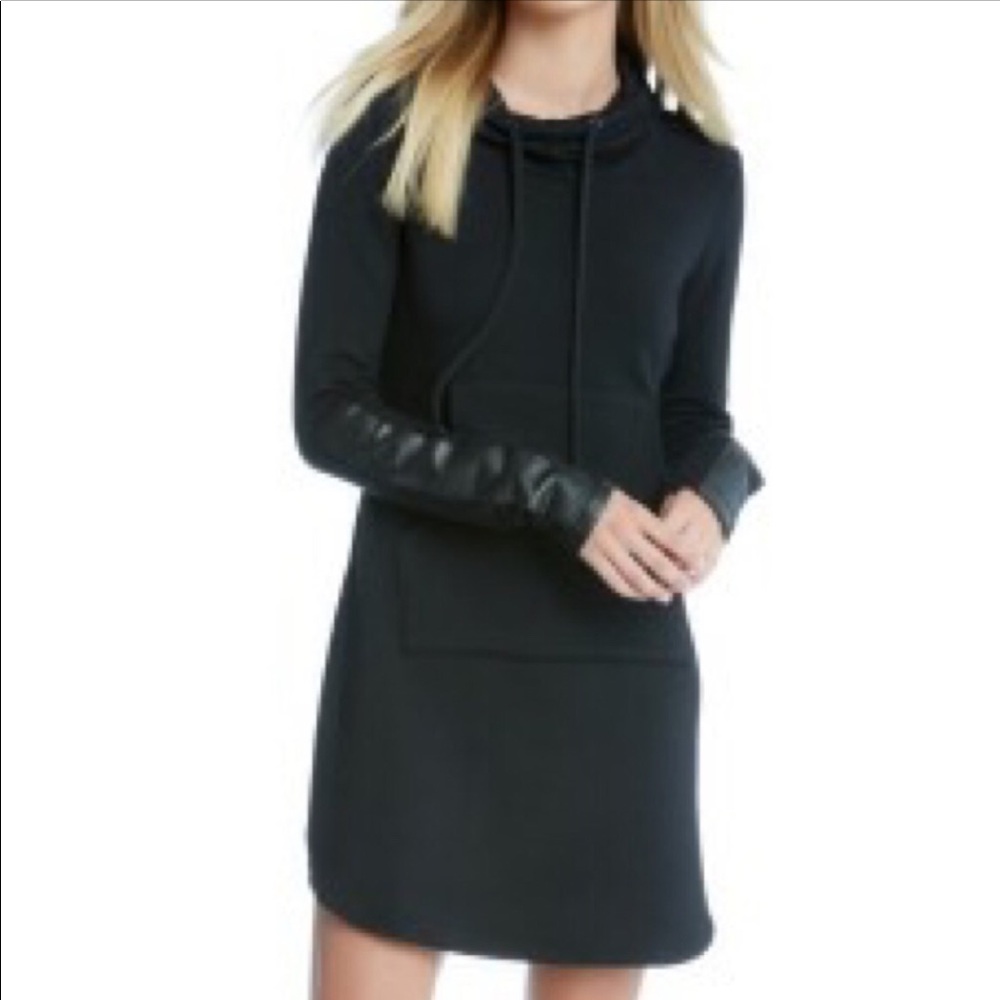 Fifteen Twenty leather sleeve hoodie dress